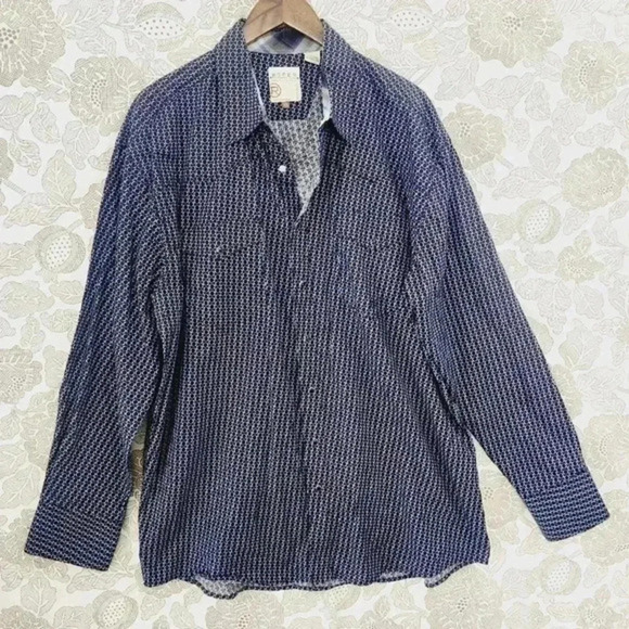 Roper‎ Button down Long sleeve Black Snap Button Pattern Men's Dress Shirt XL - Picture 1 of 7